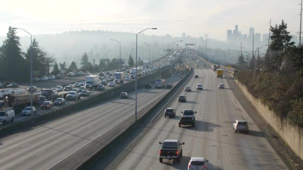 Cars Driving City Traffic Seattle — Vídeos de Stock