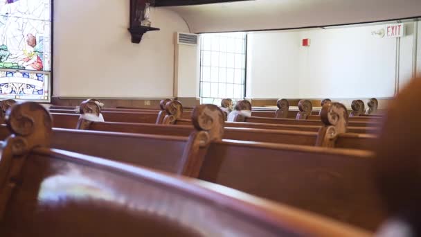 Empty Pews Beautiful Old Church — Stockvideo