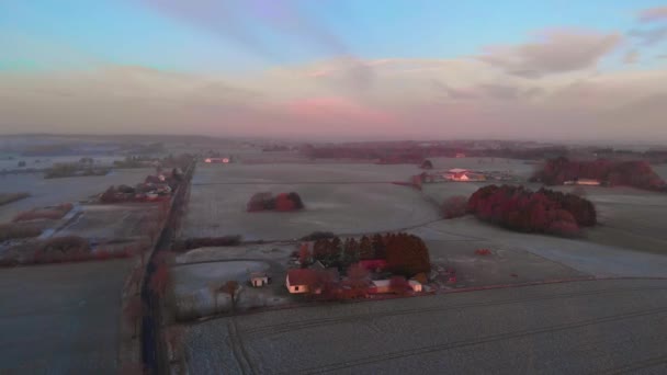 Drone Flying Beautiful Frozen Landscape Sweden — Vídeo de stock