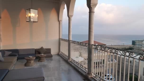 Panoramic View Balcony Traditional Arab House Balcony Acre Israel — Wideo stockowe