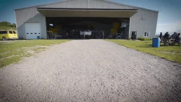 Small Airport Hangar Country — Stock video