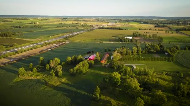 Beautiful Aerial View Farmland Large Rural Countryside — 비디오