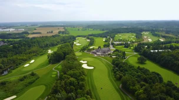 Drone Shot Large Golf Course Countryside — Stockvideo