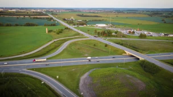 Busy Highway Sprawling Agricultural Countryside — Stockvideo