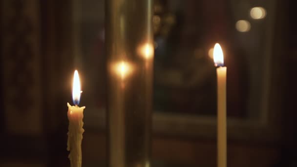 Beautiful Candles Large Cathedral — Vídeo de Stock
