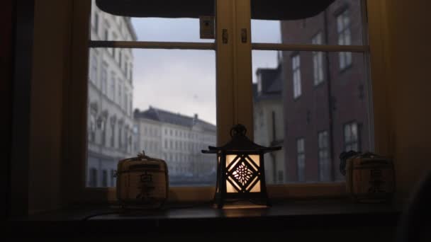 Shot Out Window Old City Galma Stan Stockholm Sweden — Stockvideo