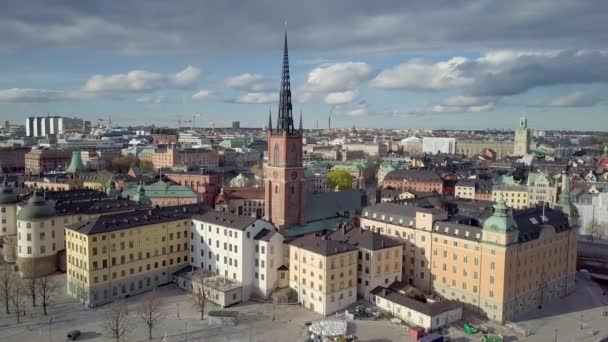 Push Old City Aerial Shot Galma Stan Stockholm Sweden — Wideo stockowe