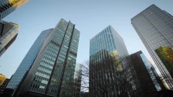 Towering Skyscrapers Office Buildings Downtown — Vídeo de Stock