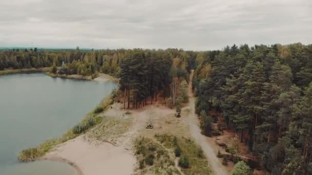 Drone Flying Lake Summertime Sweden — Stockvideo