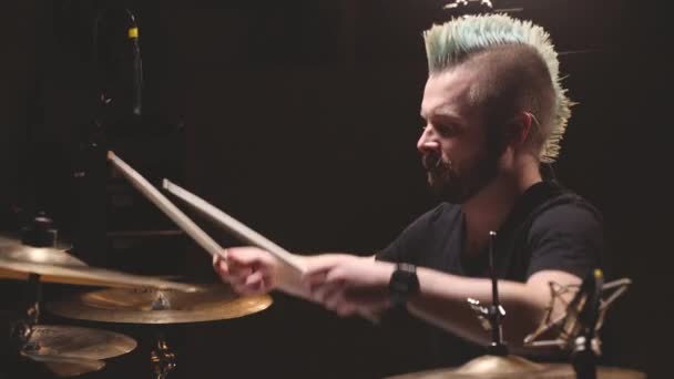 Drummer Performing Studio Setting — Stock Video