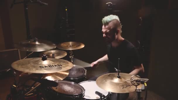 Drummer Performing Studio Setting — Stock Video