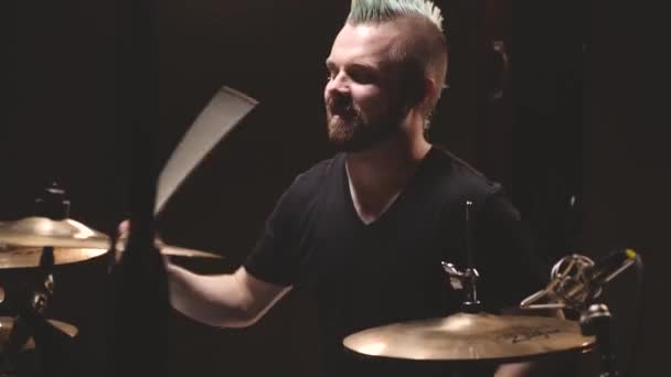 Drummer Performing Studio Setting — Stock videók