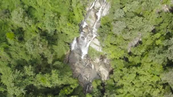 Falling Drone Shot Waterfall Found Middle Jungle Thailand — Wideo stockowe