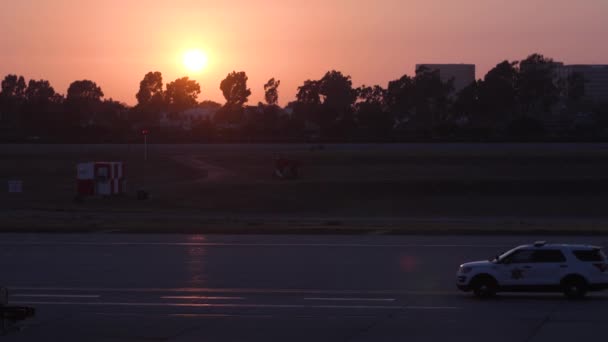 Airport Security Driving Sunset — Video Stock