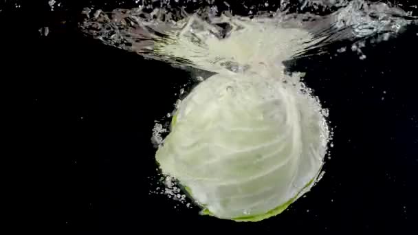 Colorful Cabbage Being Dropped Water Slow Motion — Vídeo de Stock