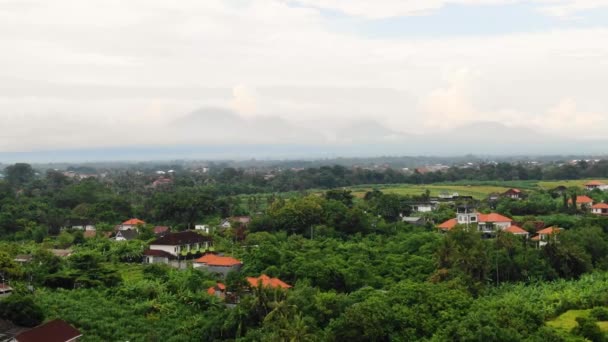 Aerial View Cloudy Day Community Canggu Bali — Vídeos de Stock