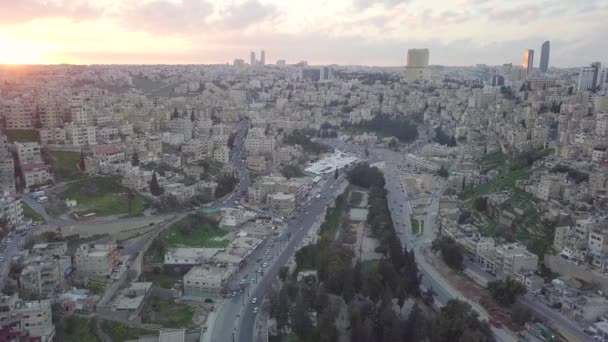 Early Morning Aerial Clip Amman Jordan Taken Drone Just Sunrise — Stock video