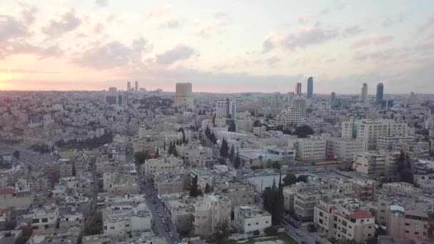 Peaceful Quiet Early Morning Aerial Clip Amman Jordan Taken Drone — стоковое видео