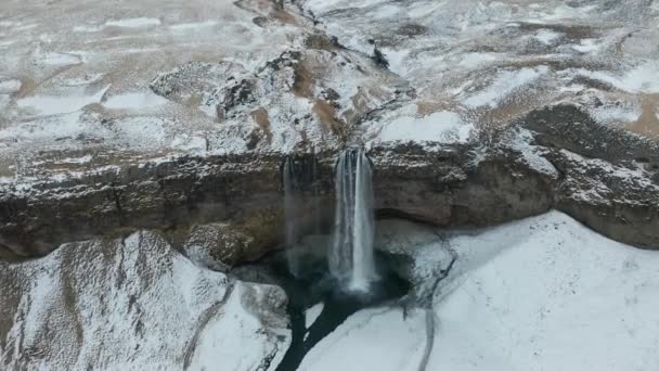 Drone Footage Waterfall Iceland — Stockvideo