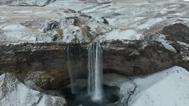 Drone Footage Waterfall Iceland — Vídeo de Stock