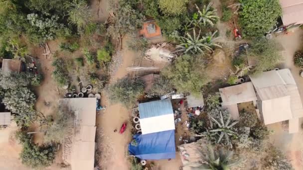 Повітряні Постріли Будівництва Будинків Баттамбанг Камбоджі Потім Вирубка Обрії — стокове відео