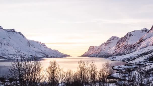 Time Lapse Sunset Lights Fading Ersfjordbotn Ersfjord Northern Norway — Stockvideo