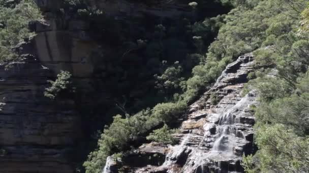 Pohled Wentworth Pády Modrých Horách Austrálie Během Slunečného Dne — Stock video
