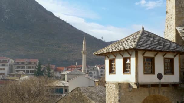 Rooftops Old Town Mostar Bosnia Herzegovina Sunlit Day — Stok video