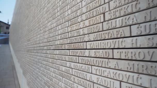 Wall Names Sarajevo War Memorial — Vídeo de Stock