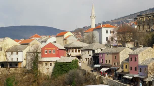 Full Shot Old Part Mostar Sunny Day — Vídeo de stock