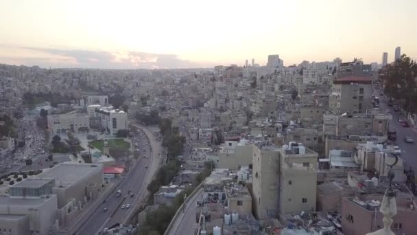 Downtown Birds Eye View Sunrise Jabal Amman Jordan — Stockvideo