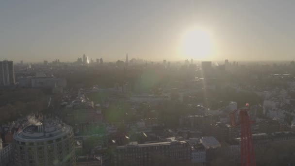 Panoramic Aerial Overview Knightsbridge District Including Construction Crane — Vídeo de stock