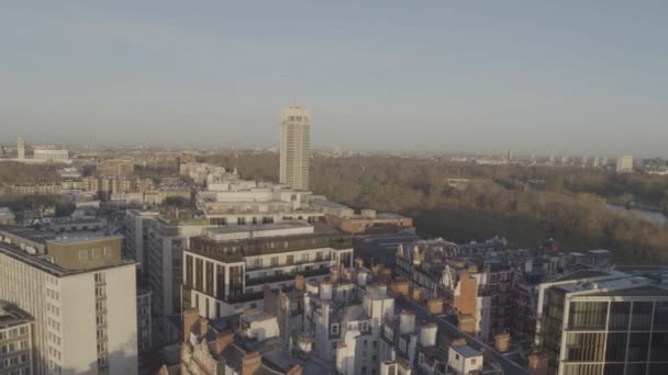 Aerial Overview Knightsbridge District Including One Hyde Park West London — Stockvideo