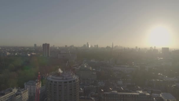 Panning Clip Moving Top Construction Crane Rooftops Knightsbridge London — Video Stock