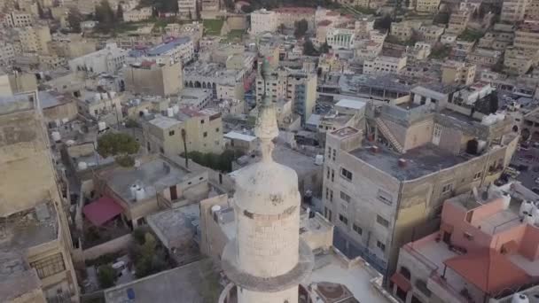 Luchtfoto Van Een Moskee Jabal Amman Jordan Die Lokale Gemeenschap — Stockvideo