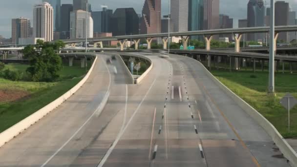 Timelapse Traffic Freeway Downtown Houston Video Filmed Best Image Quality — 图库视频影像