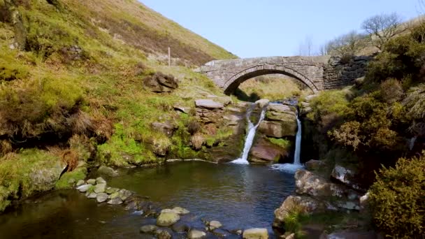 River Dane Waterfall Three Shires Head Counties Cheshire Derbyshire Staffordshire — стокове відео