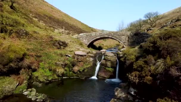 River Dane Waterfalls Three Shires Head Meeting Point Counties Cheshire — Video Stock