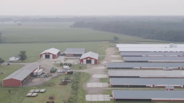 Early Morning Aerial View Farm — Stok video