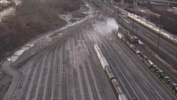 Patio Trenes Con Cambio Vías Ferroviarias Como Velocidad Del Tren — Vídeo de stock