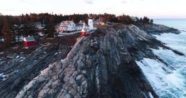 Aerial View Lighthouse Camden Maine Usa — Stockvideo