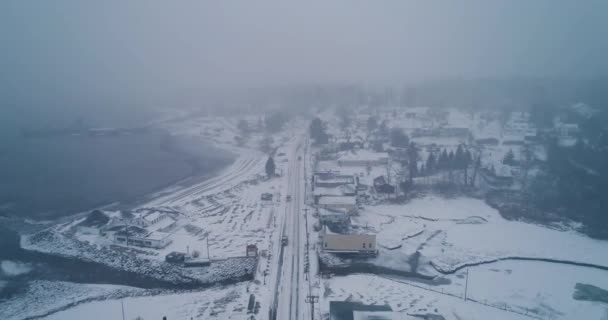 Traffic Snowy Weather Rockland Maine Usa — Stock Video