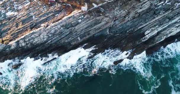 Extreme Aerial View Rocks Curtis Island Lighthouse Camden Maine Usa — Stock video
