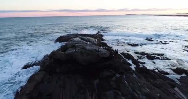 Aerial View Going Out Sea Grindel Point Light Islesboro Maine — Stok Video