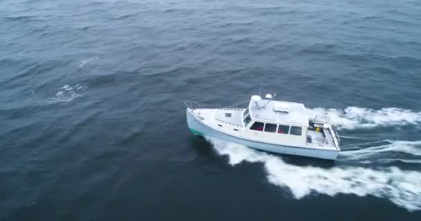 Boat Traveling Rough Seas — Stockvideo