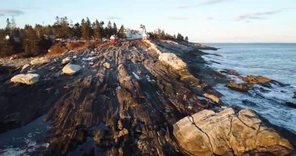 Zoom View Curtis Island Lighthouse Camden Maine Usa — ストック動画