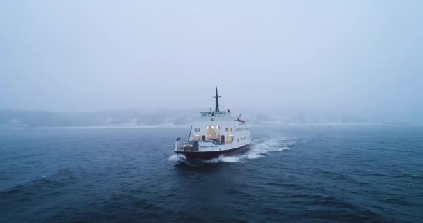 Ferry Picking Speed Departing Port Maine Usa — Vídeos de Stock