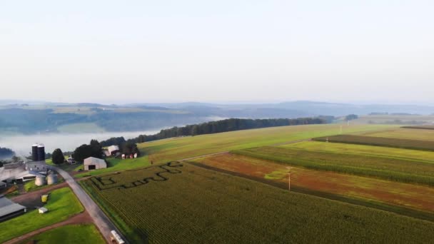 Aerial View Farm 180 Turn Knox County Maine Usa — Wideo stockowe