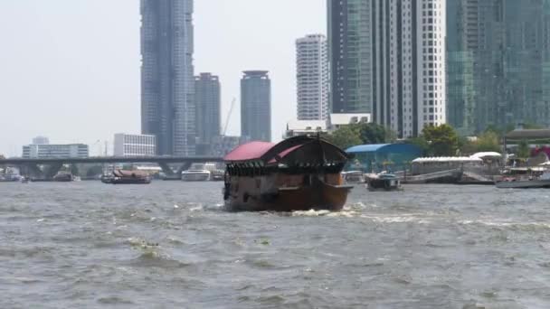 Icon Siam Free Shuttle Boat Ferrying Customers Seen Pier — Stock Video