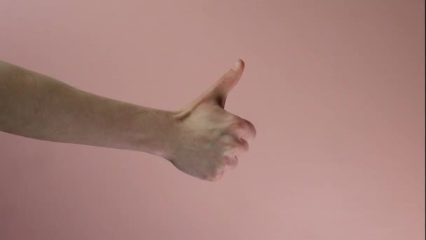 Full Shot Hand Extended Side View Giving Thumbs — Wideo stockowe